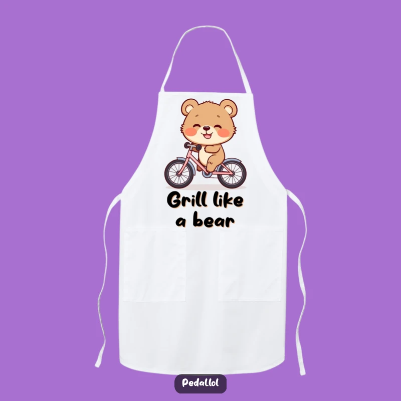 Funny Bear Cub Bike Apron: Happy Cub for a Joyful, Funny Kitchen Experience