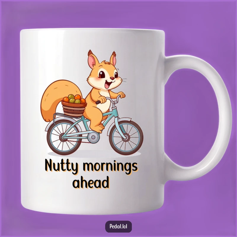 Funny Squirrel Mug: Cheerful Cyclist Squirrel with Nuts, Perfect Outdoorsy Gift
