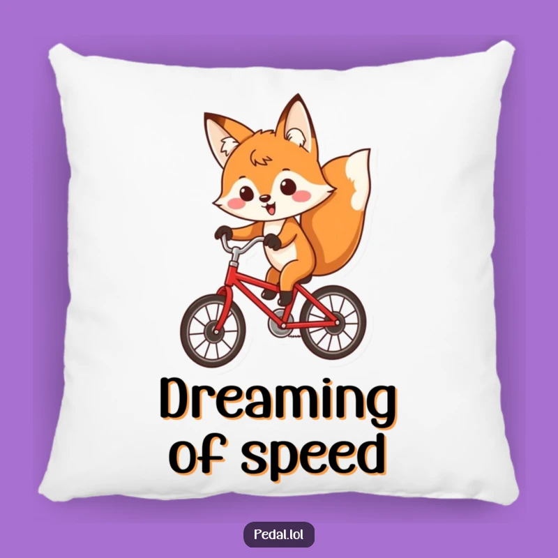 Funny Fox Bicycle Pillow: Cozy Comfort with Determined Humor