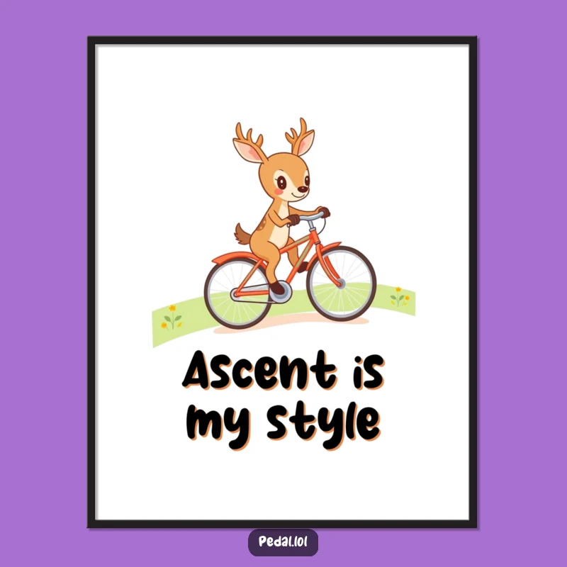 Funny Deer Bicycle Digital Art Print: Humorous Wall Decor Gift