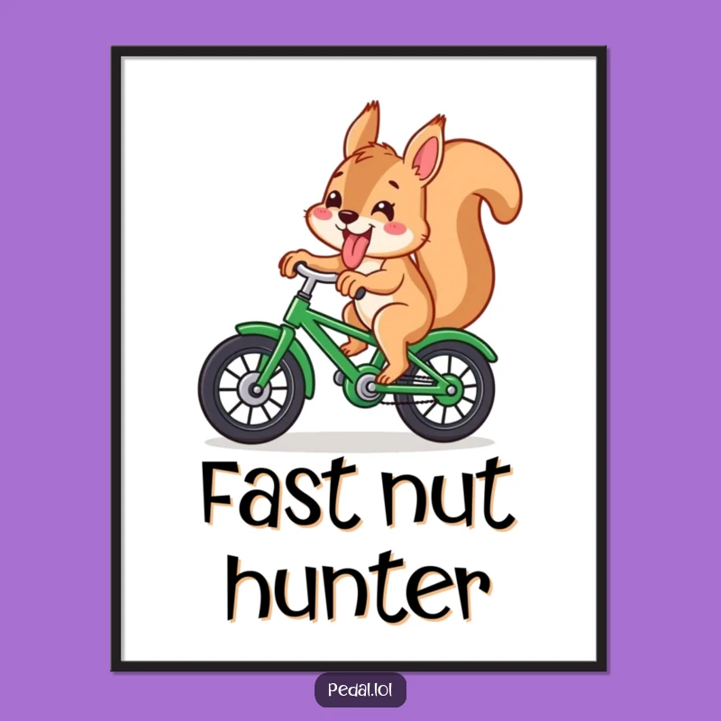 Funny Squirrel Bicycle Digital Art: Playful Rider's Printable Humor