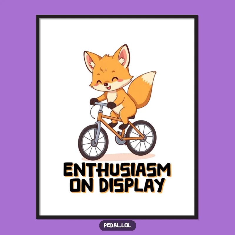 Funny Fox Cub Bike Digital Art: Playful Cub's Balance for Instant Whimsy - Unique Funny Gift