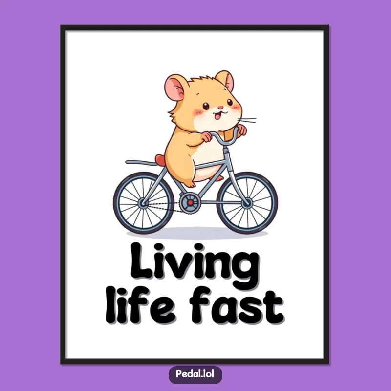 Funny Hamster Bicycle Art Print: Instant Download of Energetic, Hilarious Decor