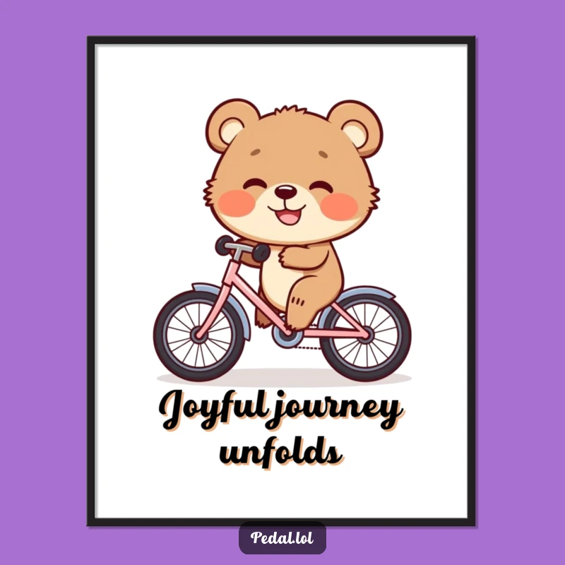 Funny Bear Cub Bike Digital Art: Happy Cub's Ride for Instant Joy - Unique Funny Gift