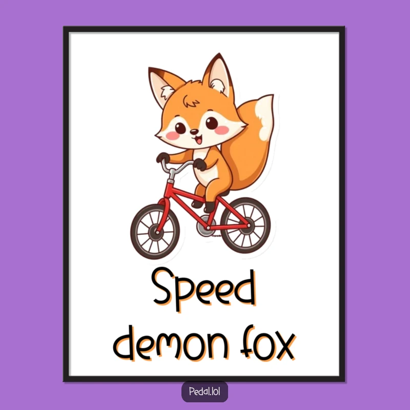 Funny Fox Bicycle Digital Art: Determined Rider's Printable Humor