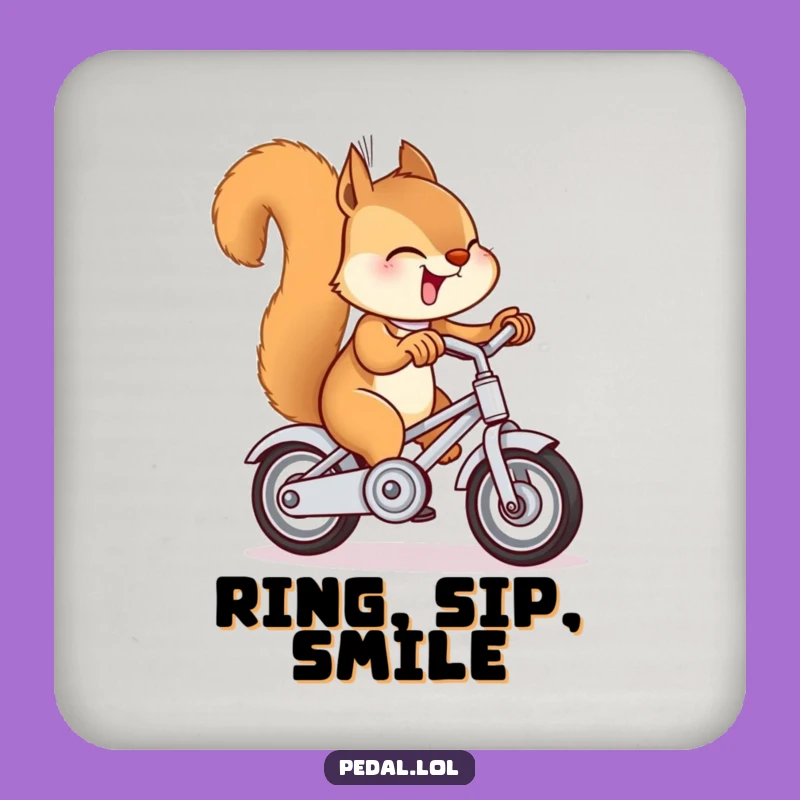 Funny Squirrel Bike Bell Drink Coaster: Giggling Gift