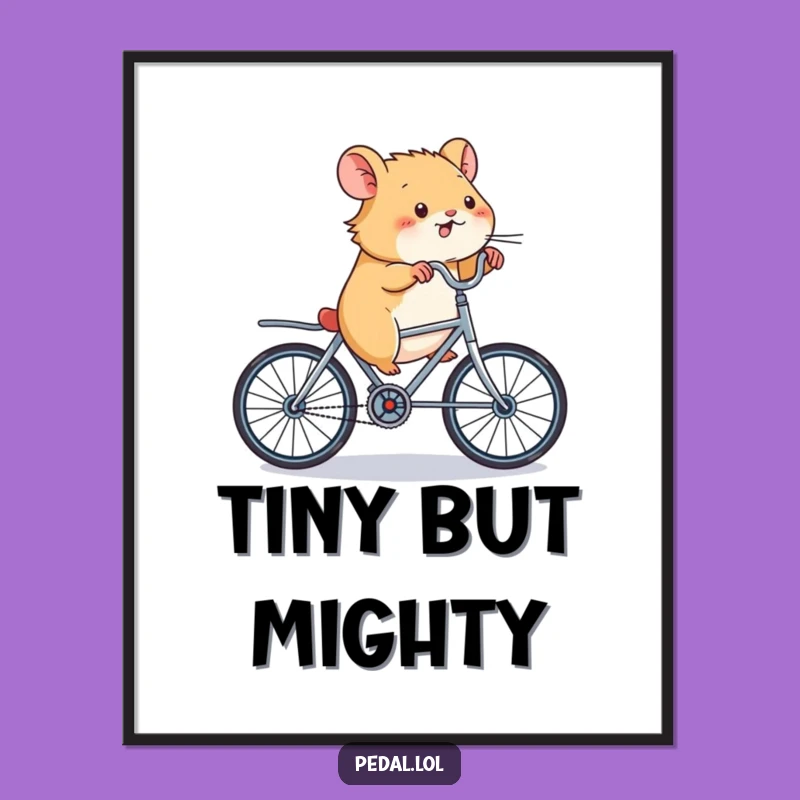 Funny Hamster Bicycle Poster: High-Energy Wall Art for a Hilarious Gift