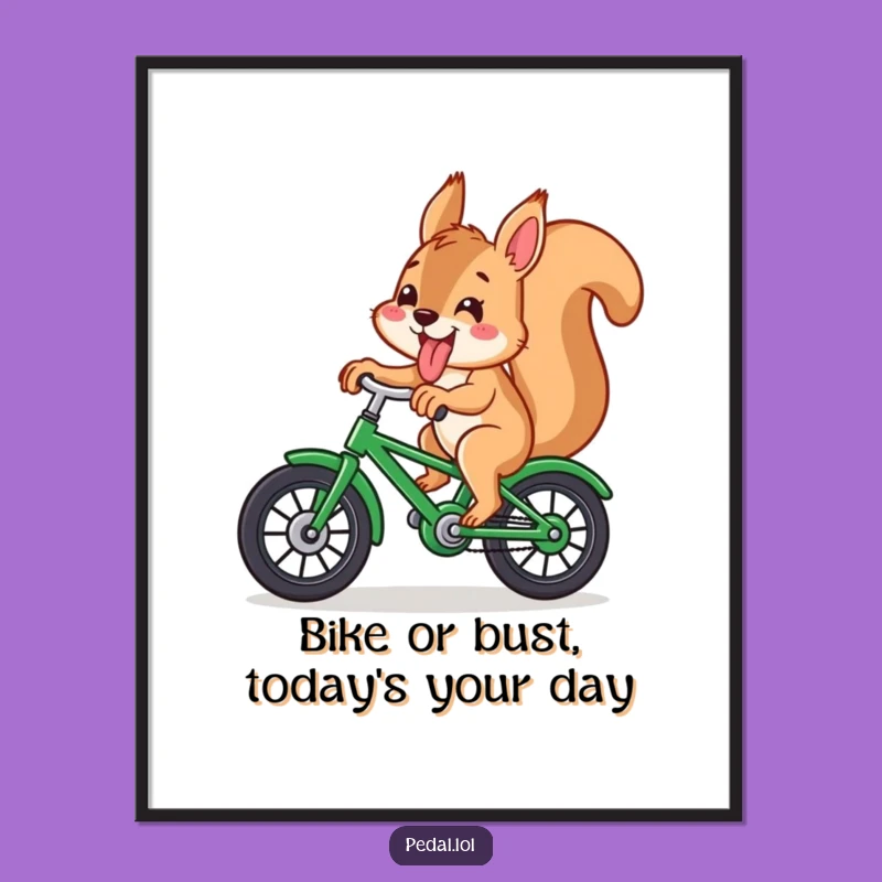 Free Printable Wall Art: Funny Squirrel Bike Rider Humorous Downloadable Decor