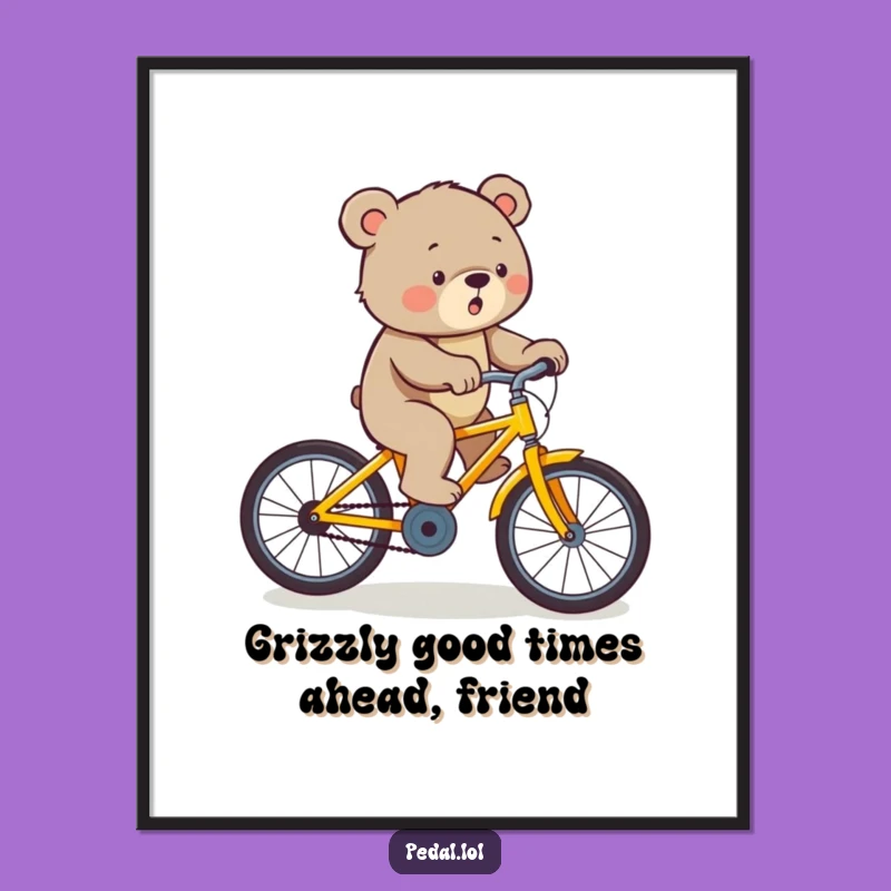 Free Printable Wall Art: Funny Bear Uphill Bike Rider Humorous Downloadable Decor