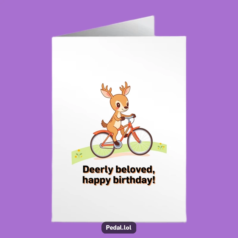 Free Printable Birthday Card: Determined Deer Cycling Funny Downloadable Gift