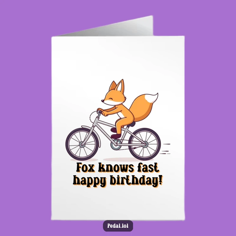 Free Printable Fox Bicycle Card: Funny Birthday Downloadable Gift for Speed Lovers