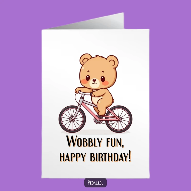 Free Printable Bear Bike Card: Funny Birthday Downloadable Gift for Wobblers