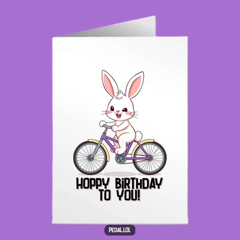 Free Printable Birthday Card: Bunny Cyclist Grinning for a Joyful Celebration