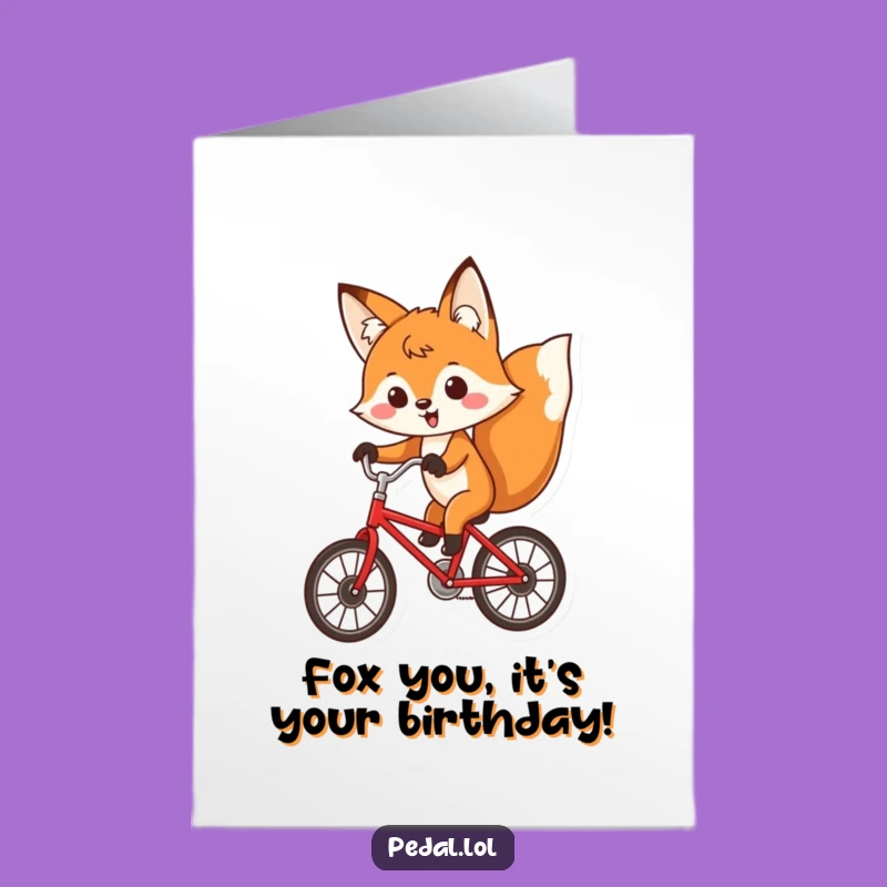 Free Printable Fox Birthday Card: Funny Bicycle Rider Downloadable Gift