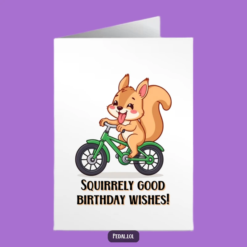 Free Printable Squirrel Birthday Card: Funny Tongue Out Bike Rider Gift