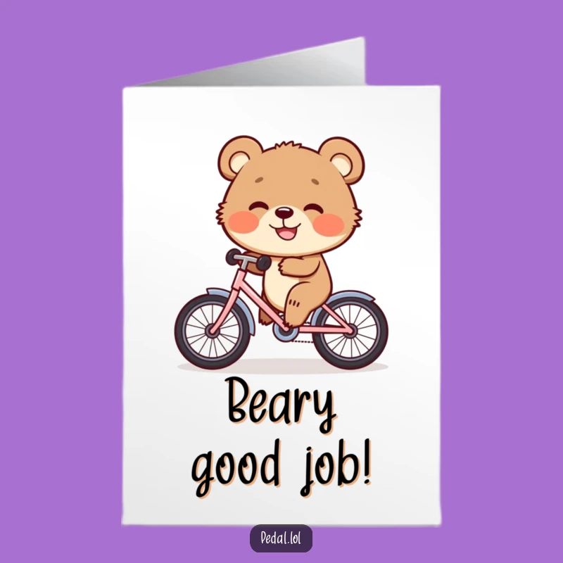 Free Printable Witty Bear Congratulations Card - Cub Cycling Grin Downloadable Gift