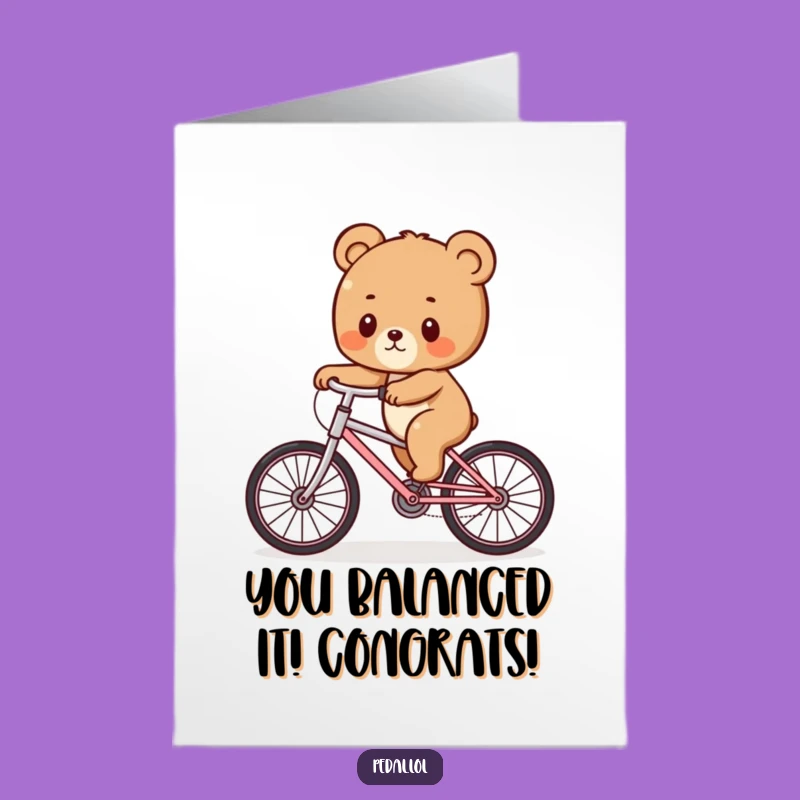 Free Printable Bear Bike Card: Funny Congrats Downloadable Gift for Triumphs