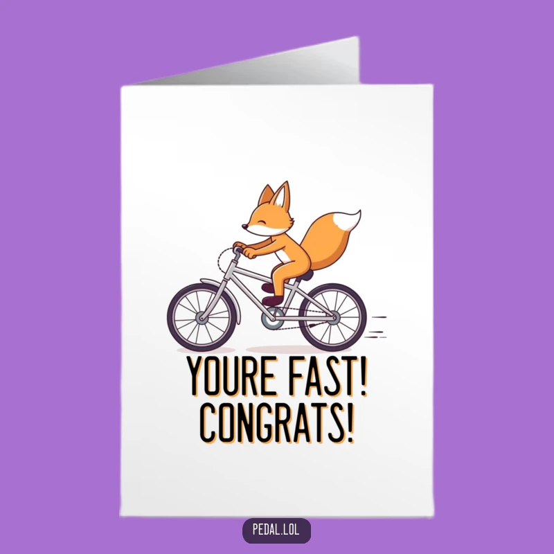 Free Printable Fox Bicycle Card: Funny Congrats Downloadable Gift for Wins