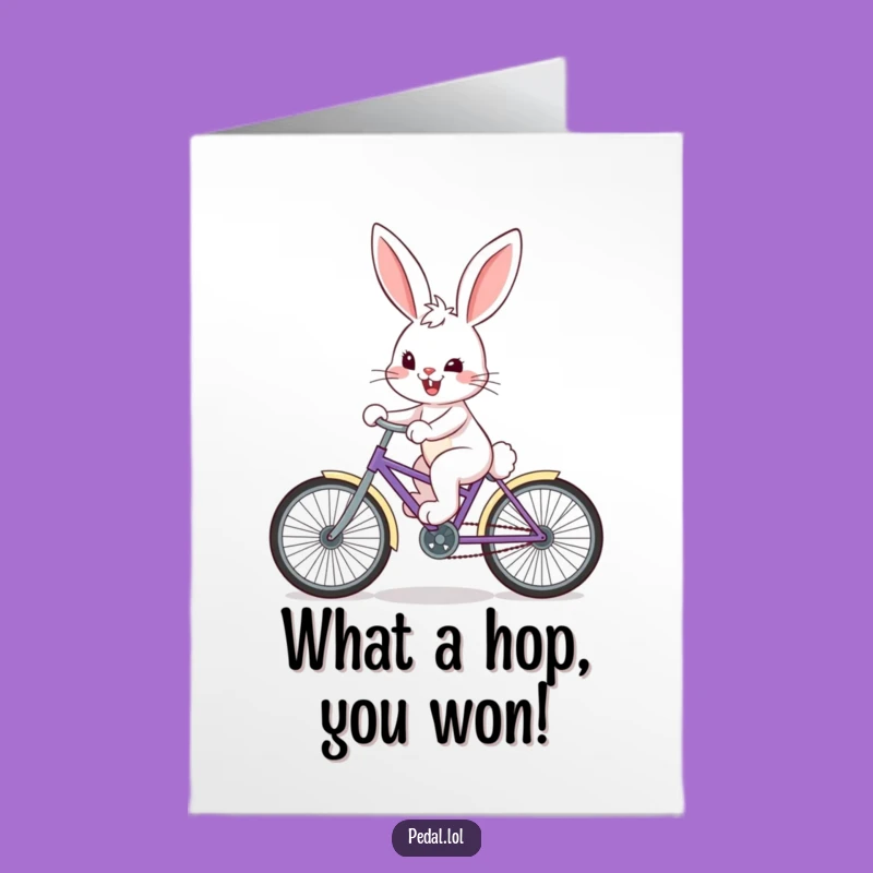 Free Printable Congrats Card: Determined Bunny Cyclist Cheers Your Success