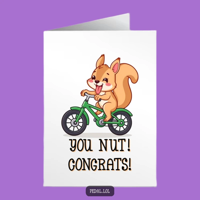 Free Printable Squirrel Congrats Card: Funny Tongue Out Bike Rider Gift