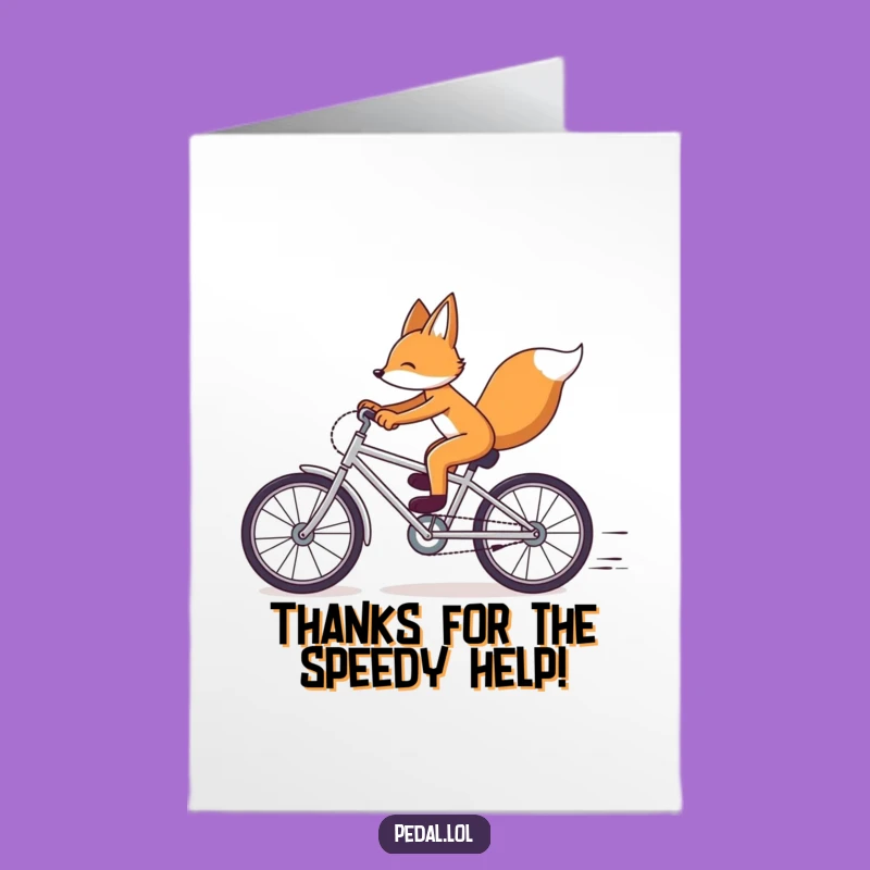 Free Printable Fox Bicycle Card: Funny Thank You Downloadable Gift for Speed