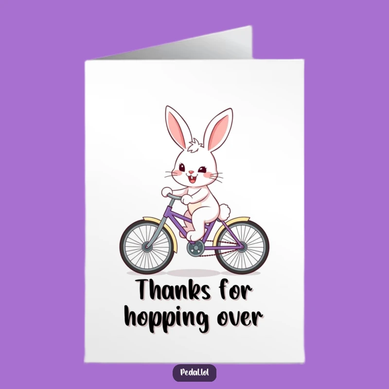 Free Printable Thank You Card: Bunny Cyclist Expresses Gratitude with a Grin