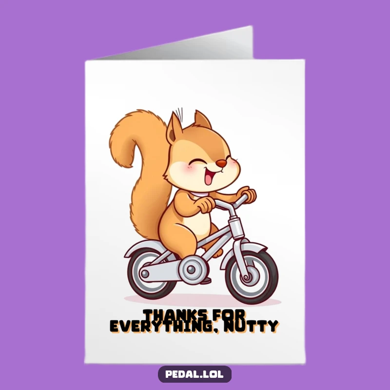 Free Printable Thank You Card: Squirrel Rings Bell Thanks Downloadable