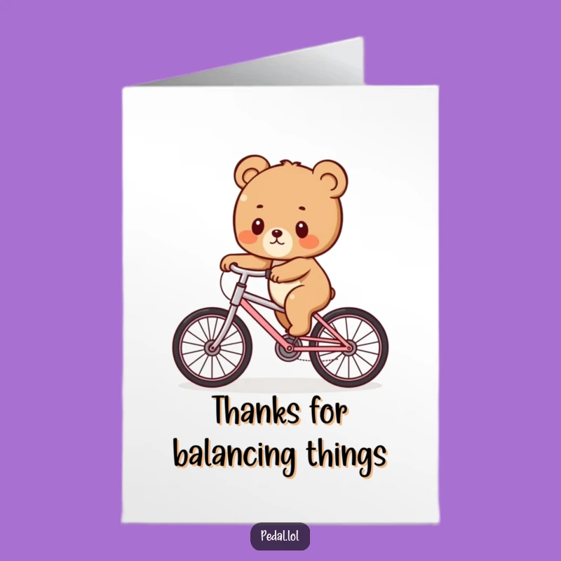 Free Printable Bear Bike Card: Funny Thank You Downloadable Gift for Thanks