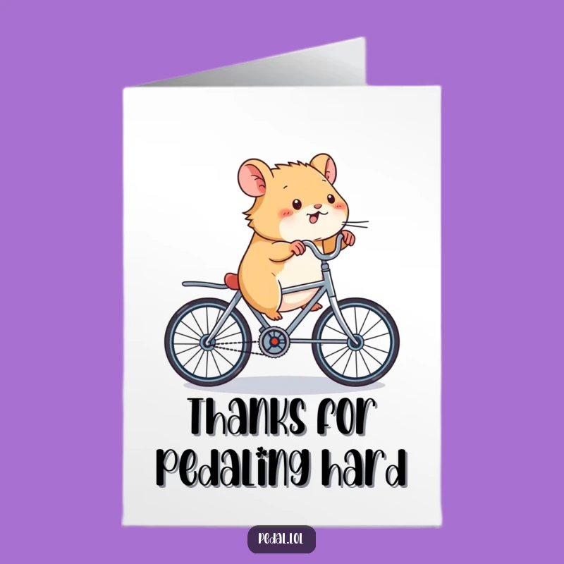 Free Printable Hamster Bike Card: Funny Thank You Downloadable Gift for Speed