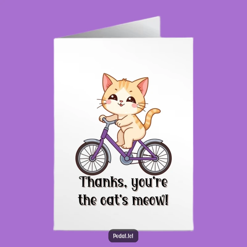 Free Printable Cat Thank You Card: Funny Bicycle Rider Downloadable Gift