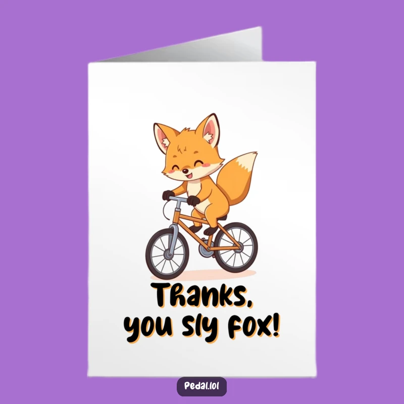 Free Printable Grateful Fox Thank You Card - Cub Bike Balance Downloadable Gift