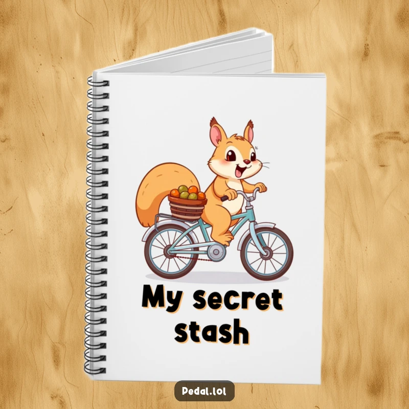 Funny Squirrel Notebook: A cheerful squirrel on a bike with nuts, ideal for jotting down ideas and notes.