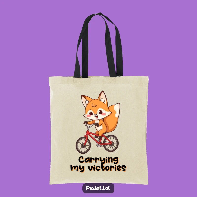 Funny Fox Bicycle Tote Bag: Carry Your Day with Humorous Determination
